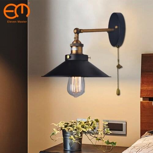 Vintage With switch Wall Lamp E27 Industrial Wall Sconces Wall Light for Indoor Lighting Adjustable Retro Loft bedroom light