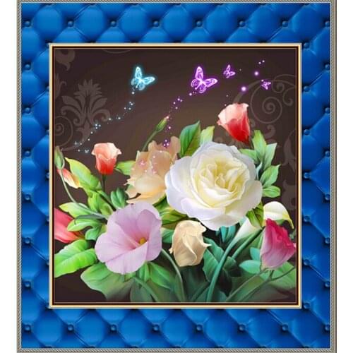 Needlework 5D Diy Diamond Painting Cross Stitch Diamond Embroidery Flower Vertical Print Rubiks Cube Drill Picture