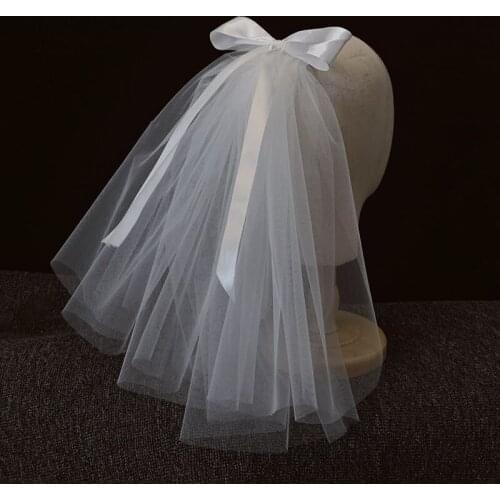 High-end French certificate-receiving veil light wedding headdress High-level certificate registration small veil white yarn