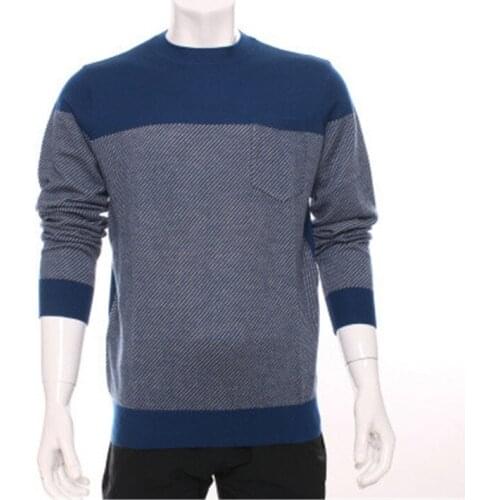 High grade 100%cashmere diagonal stripes knit men boutique pullover sweater patchwork color S-2XL