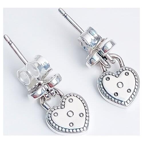 Original S925 Sterling Silver Pan Earring New Love Lock Earrings And Studs For Women Wedding Gift Fashion Jewelry