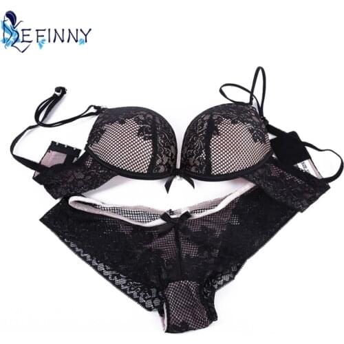 Women Lace Flower Bra Embroidery Underwear Push Up Bra Briefs Set B C Cup Top Selling