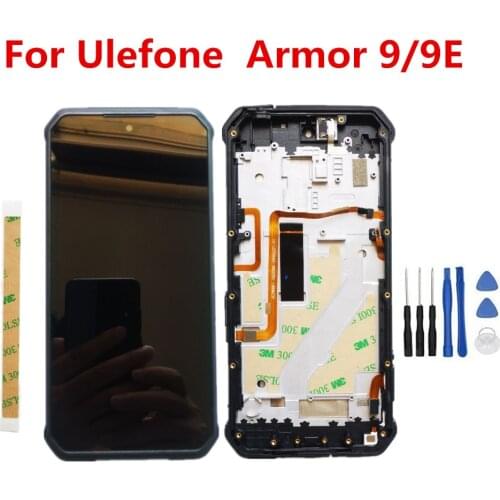 For Ulefone Armor 9 9E 6.3inch LCD Display Digitzer Assembly With Frame Front Housing +Touch Screen TP Glass+Fingerprint FPC