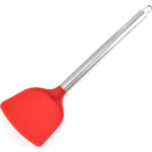1pc Silicone Heat Resistant Cooking Spatula Kitchen Turner With Metal Handle Cooking Tools Accessories Kitchen Utensil