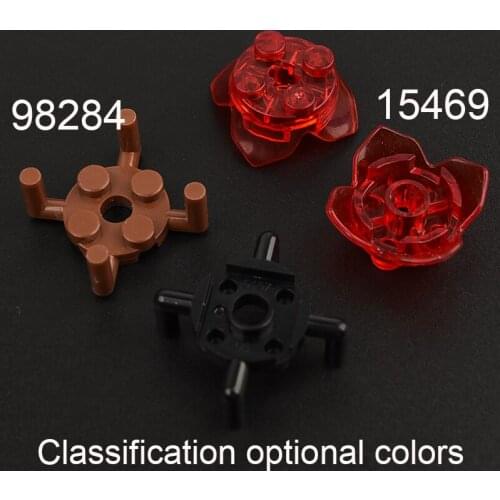 10PCS Building Blocks 98284 15469 Plate Round 2 x 2 with Pin Hole and 4 Arms Up Parts MOC DIY Education Build Toys Brick