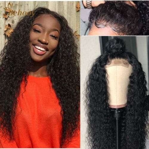 180% Denstiy Long Black Glueless Pre Plucked Lace front Synthetic Hair Wigs Curly Wig Heat Resistatn Fiber With Baby Hair