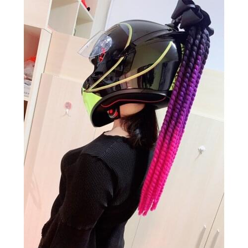 2019New 70cm Motorcycle Helmet Dreadlocks Women Helmet Dreadlocks Ponytail Braid Motocross Bicycle Helmet Punk Hair Decoration