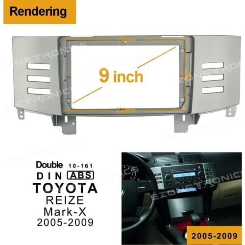 1-2Din Car DVD Frame Audio Fitting Adaptor Dash Trim Kits Facia Panel 9" For Toyota REIZE Mark-X 2005-09 Double Din Radio Player