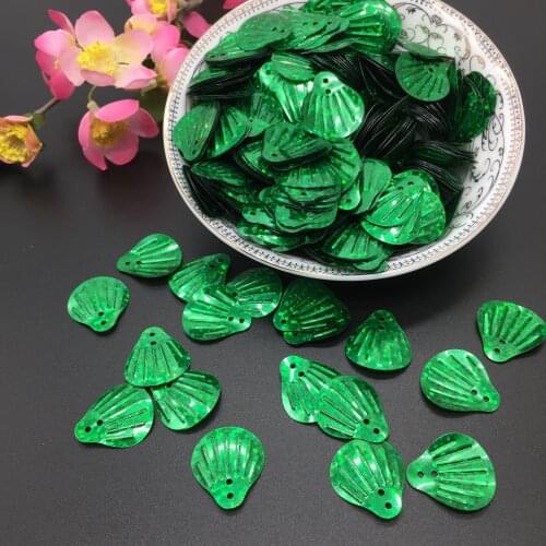 50g 18mm Big Shell Loose PVC Sequins for Crafts Sewing DIY Accessories Hologram Laser Green