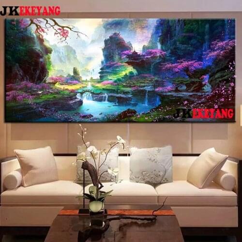 Large 5D Diy diamond painting Sakura Valley Diamond Mosaic Rhinestone Embroidery cross stitch Y4385