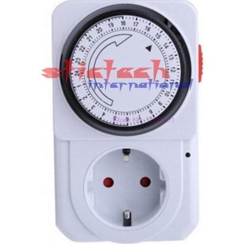 By dhl or ems 20 pieces new 24 Hour Energy Saver Mechanical Electrical Plug Program Timer Power Switch EU Plug Hot Worldwide