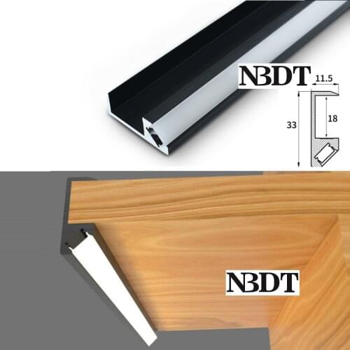 Black Aluminum 18MM Panel Edge Cover Conceal LED Bar Stick For Wine Cupboard Closet Cabinet Bookshelf