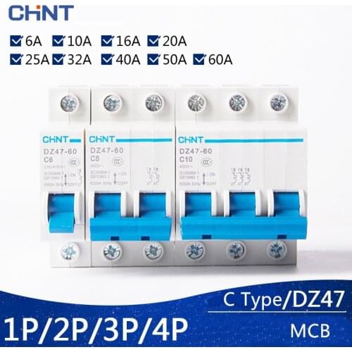 CHNT DZ47-60 3P Single Class 3 Phase Domestic MCB Mini Circuit Breaker MCB Air Switch C Type