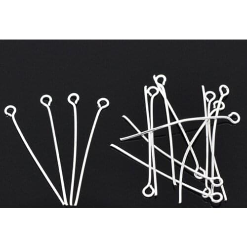 Doreen Box Lovely 600PCs Silver color Eye Pins 28x0.7mm(21 gauge) (B01724)