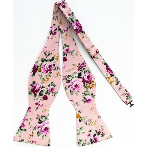 RBOCOTT Mens Self Tie Cotton Bow Ties Flowers Fashion Floral Self Bowtie Classic Black Blue Bow Tie For Men Wedding Accessories