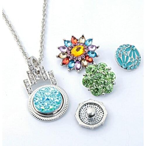 Hot Sale 203 Lock Rhinestone Snaps Button Necklace Pendant Necklace Fit 18mm Buttons For Women Charm jewelry