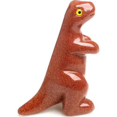 2.36" Natural Goldsand Stone Quartz Crystal Dinosaur Toy carved Lovely Figurine as gift
