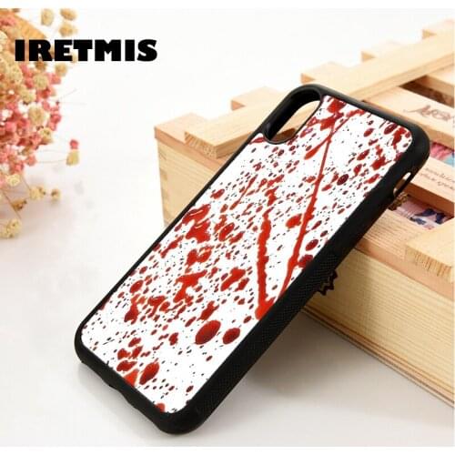 Iretmis 5 5S SE 6 6S Soft TPU Silicone phone case cover for iPhone 7 8 plus X Xs 11 Pro Max XR Blood Splatter funny, cool