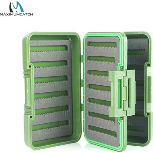 Maximumcatch Olive Green Waterproof Slit Foam Fly Fishing Box With Swing Leaf Plastic Fly Box