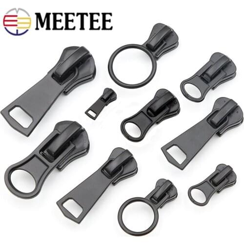Meetee 20pcs 3# 5# 8# 10# 15# Zipper Sliders for Resin Zips Clothes Jacket Zippers Head Repair Kit DIY Sewing Zip Slider Puller