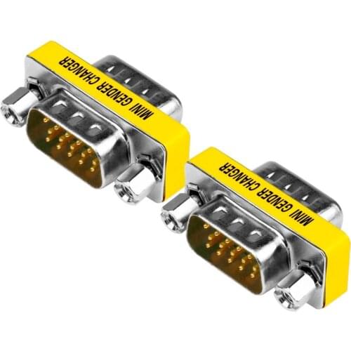 10 Pcs HD15 DB15 VGA/SVGA KVM Male to Male M/M Mini Gender Changer Adapter for PC