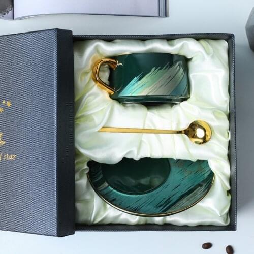 Fashion Ceramic Coffee Milk Mug with Dish Couple Morning Tea Cup Office Water Cup Gift for Girls mermaid mug glass tea cup