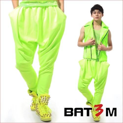 Fashion mens candy neon series pants harem pants casual pants mens costume