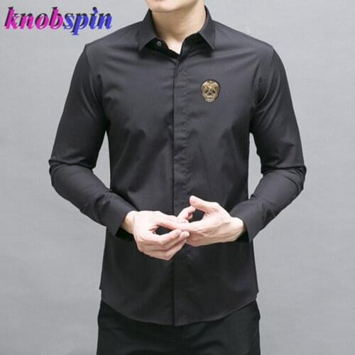 2019 Brand men Shirt long sleeve Slim Chemise homme high quality Pure Cotton business male dress Shirts Solid color Camisas