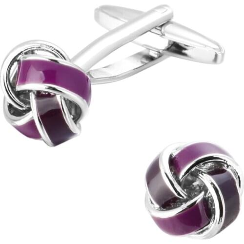 Mens shirts Cufflinks high-quality copper material Purple twist Cufflinks 5 pairs of packaging for sale