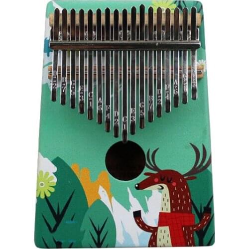 17 Keys Kalimba Kit Thumb Piano Piano Cartoon Animal Pattern Mahogany Musical Instrument With Tune Hammer For Beginner KLB46