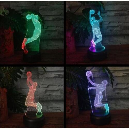 Basketball Night Lights Colorful Creative Visual Touch Charging 3d Night Light Stereo Atmosphere Gift Lamp 3d Lamp