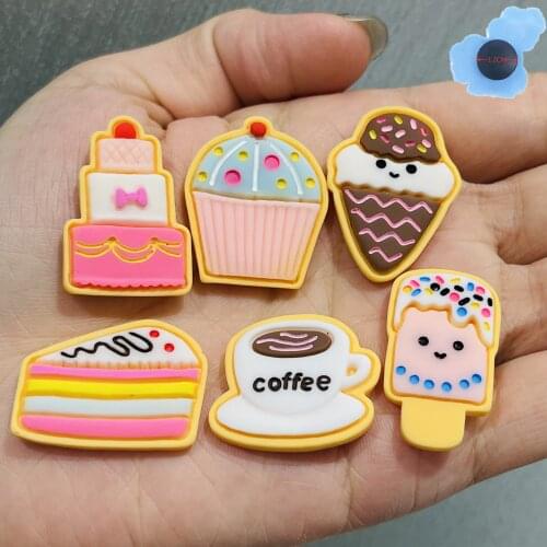 New Arrival 1Pcs Delicious Food Cake Shoe Charms Decorations Kids Shoe Accessories For Backpack Croc Jibz Wristbands