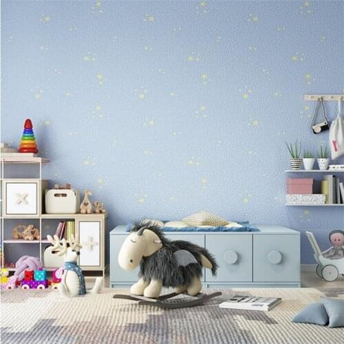 Modern minimalist star starry sky wallpaper environmentally friendly non-woven childrens room bedroom childrens paradise обои