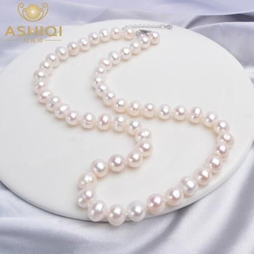 ASHIQI Natural Freshwater Pearl Necklace Near Round Pearl Jewelry for Women Wedding Gifts for The New Year Trend