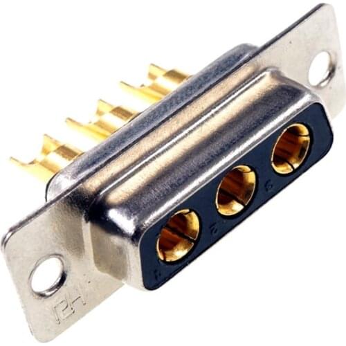 4pcs D-Sub Connector 30 A High Power 3 Position 3 Pin Combo receptacle Socket Female Machined 3W3 Gold Panel Mount Wire Solder