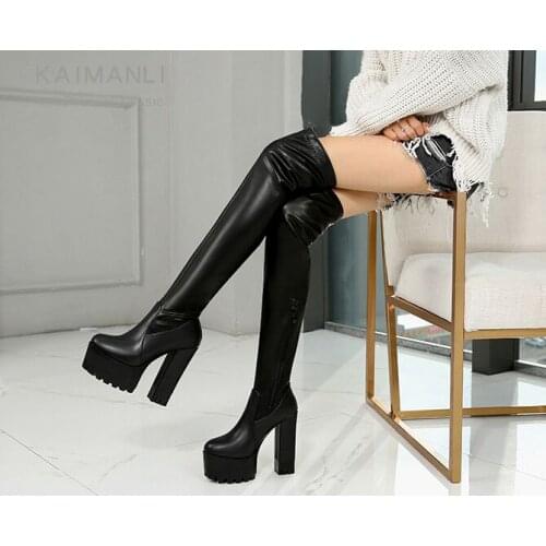 European and American over the knee boots 15 cm super high heel long boots 2020 new stovepipe womens boots fashion elastic boot