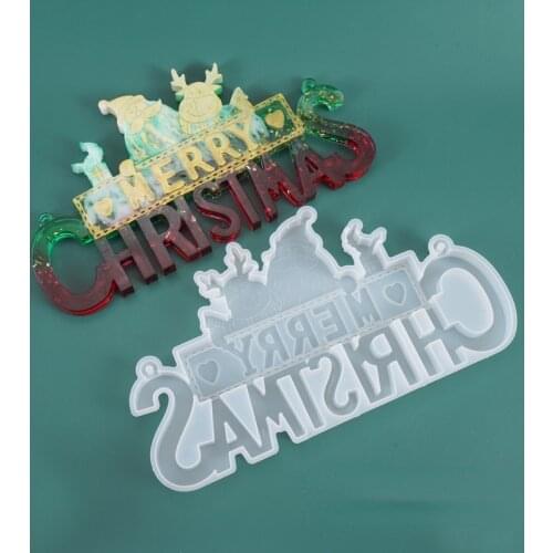 DIY Crystal Epoxy Resin Mold Christmas Santa Letters Listing Decoration Silicone Mold for Jewelry Cosmetics Silicone Mould