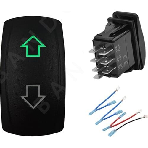 ARROWS 7P (ON)-OFF-(ON) DPDT Green LED Light Laser-Etched Rocker Switch for Car Boat Marine Yacht ARB RV Bus Truck,Jumper Wires