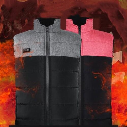 Outdoor USB Infrared Heating Vest Unisex Jacket Waistcoat Electric Heated Winter Warm Cotton Down Coat Outwear X466D