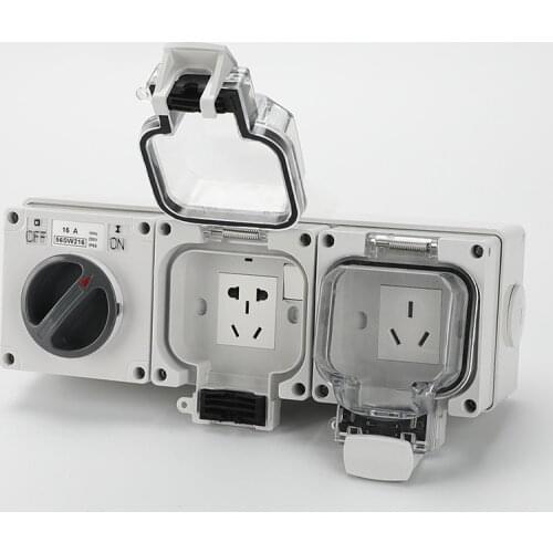 DIY Universal Weatherproof Outdoor Waterproof Socket Box Electronic Wall Power Charging Triple Sockets Switched Outlet 10A 16A