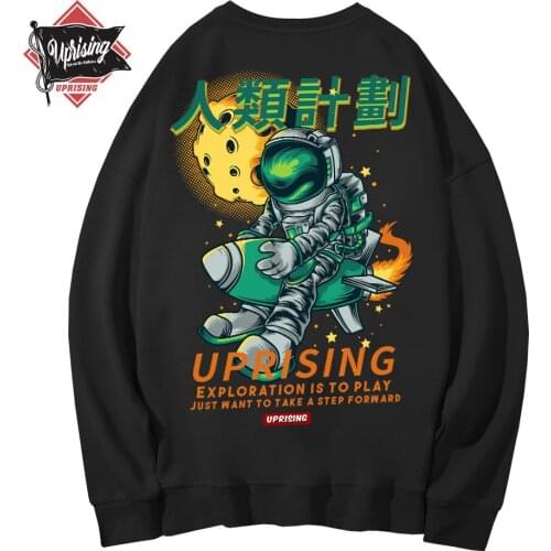 UPRISING Hoodies, Sweatshirts Streetwear Swag Couple Colour Block Astronaut Print long Sleeve Mens Fashion Hoodies