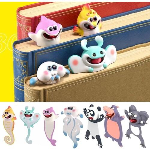 New Lovely 3D Stereo Animal Bookmarks Creative Cartoon Octopus Cat Panda Shiba Inu Bookmarks Funny Bookmarker Stationery Gifts