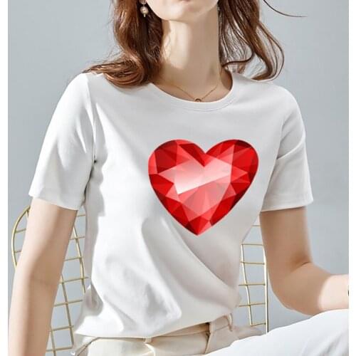 Summer Women T-shirt Female White Tops Tees Fashion Love Pattern Series T Shirts for Ladies O-neck Short Sleeve Women Clothes