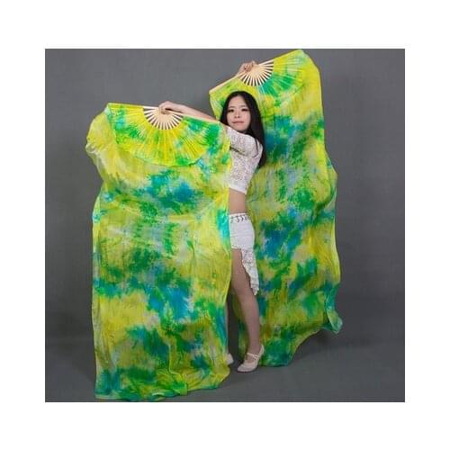 Wholesale belly dance accessories colors silk belly dance fan girls dance fan women performance belly dance props fan A pair