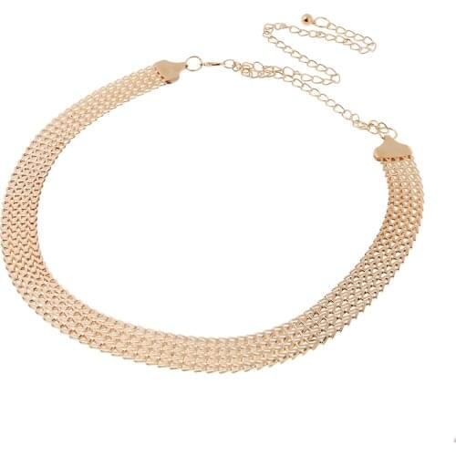 Womens Gold Decorative Metal Waist Belt Chain Dress Belt Hip Belt