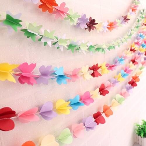 1 string 3D Paper Flower Garland Buntings Wedding Party Birthday Festival Diy Banner Hanging Decoration