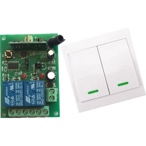 DC12V 2CH Wireless Remote Control Switch System Receiver + Wall Panel Remote Transmitter Sticky Remote Smart Home Switch