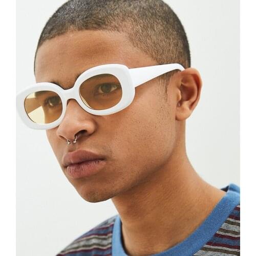 2020 New Style Oval Sunglasses Women Vintage Retro Round Frame White Mens Sun Glasses Female Black Hip Hop Clear Glasses UV400