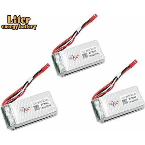 3PCS 7.4V 1600mAh 25c Lipo battery For FT009 RC Boat speedboat 12428 battery Lipo 2S 7.4 V 1600 mah 903462 2S JST SM KET T PLUG