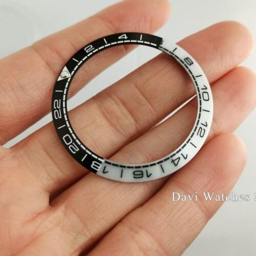 38mm Black White watch ceramic bezel insert for 40mm GMT Mens automatic watches